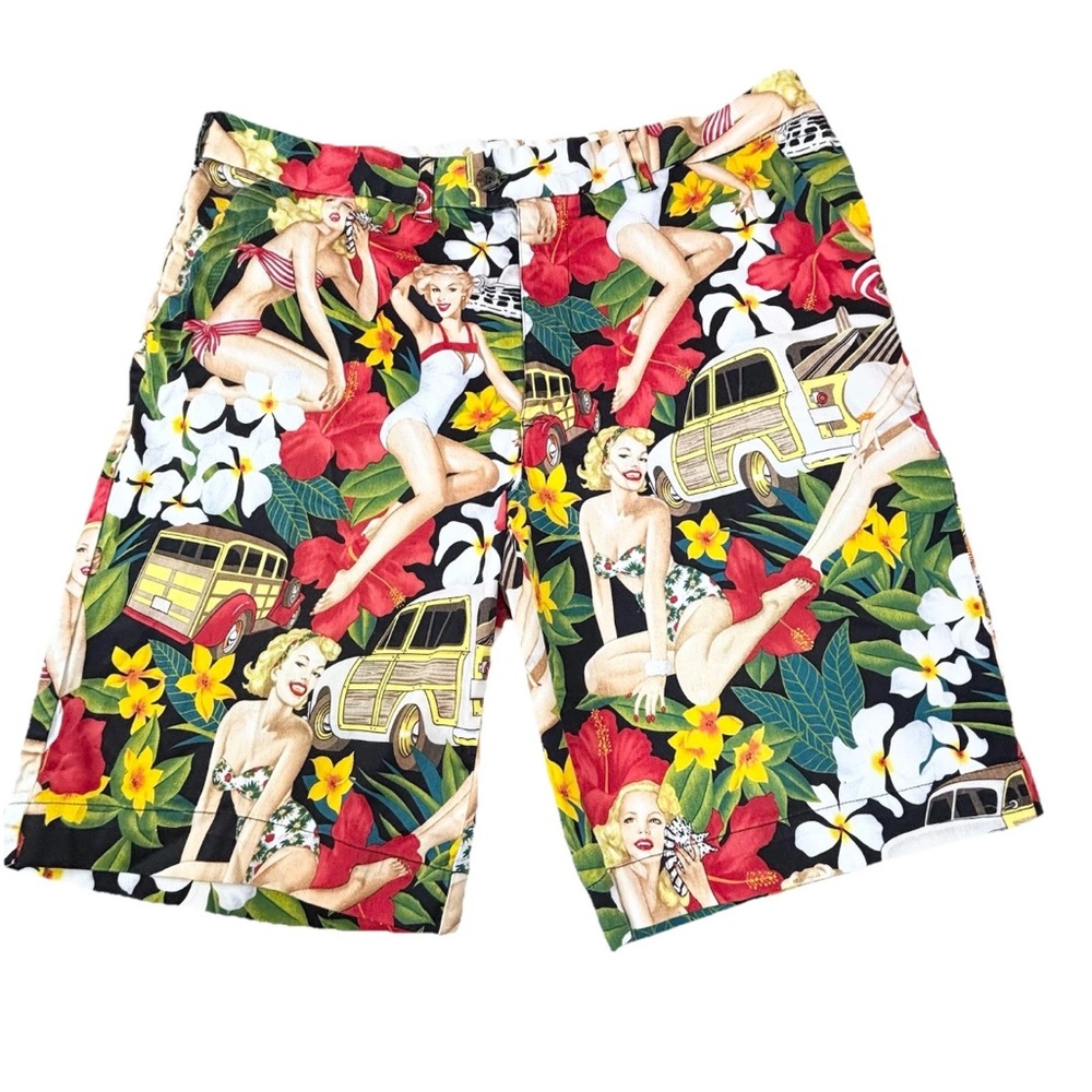 Loudmouth Golf Shorts Hawaiian Pinup Girl‎ Aloha Print Men’s 38